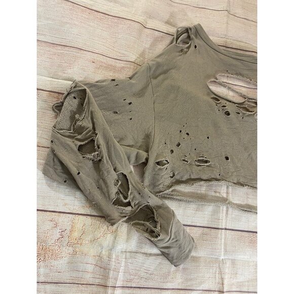 Rock Rose Couture Women's Crop Distressed Long Sleeve Sweater - Small - Picture 2 of 13